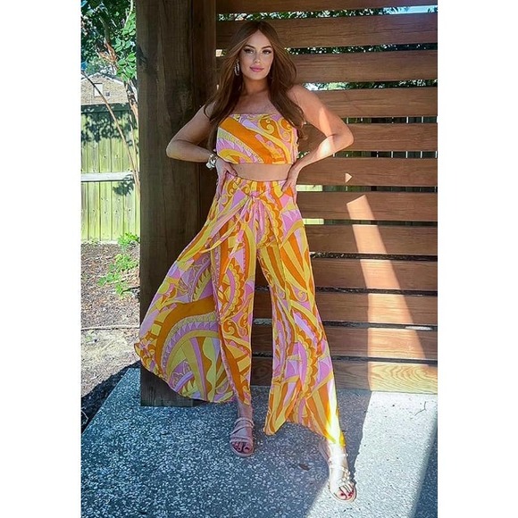 Show Me Your MuMu Limbo Pants & Teeny Tube Top Set in Caribbean Cocktail - Picture 3 of 13